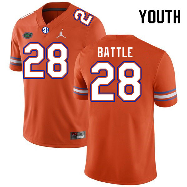 Youth #28 Eddie Battle Florida Gators College Football Jerseys Stitched-Orange